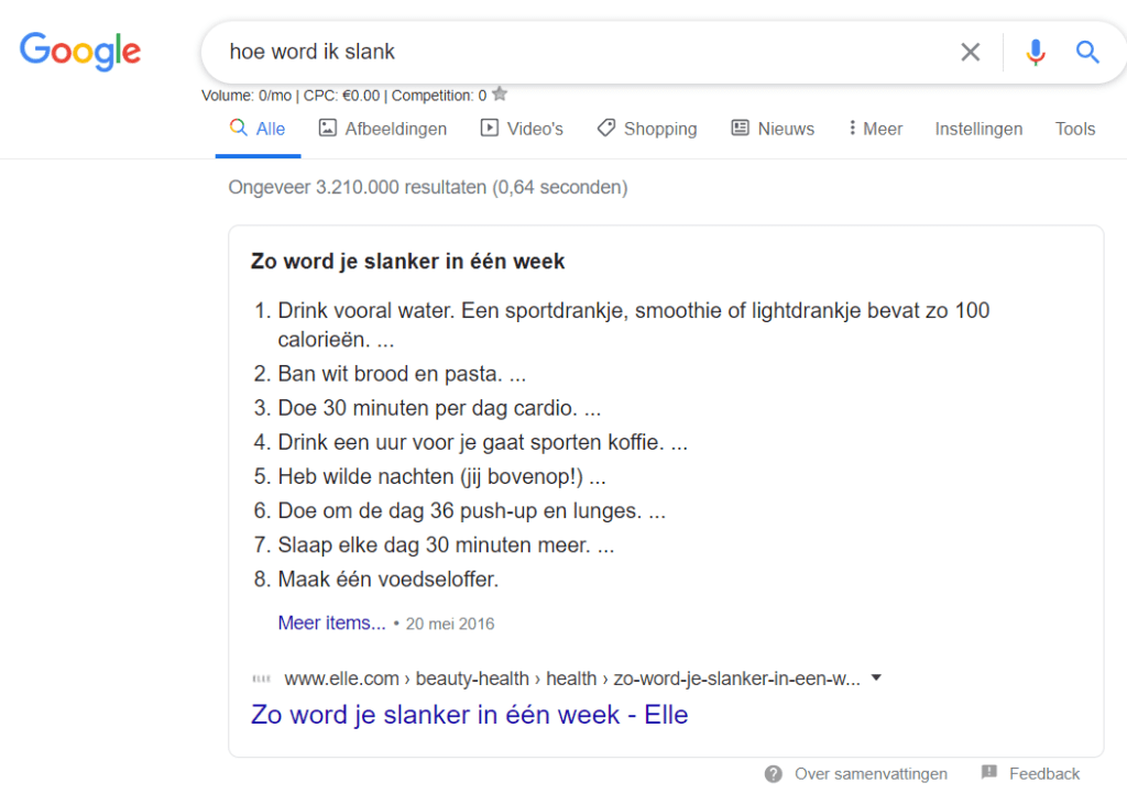 Featured Snippet in Google